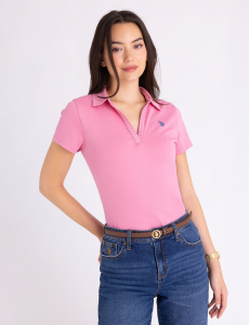 SPLIT NECK LACE TRIM POLO SHIRT