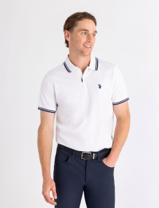 ZIPPER PLACKET TIPPED JERSEY POLO SHIRT