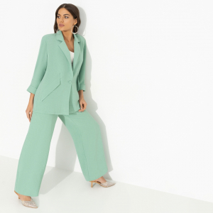 Брючный костюм из лёгкой ткани, Стиль по-французски (green, 2 в 1)