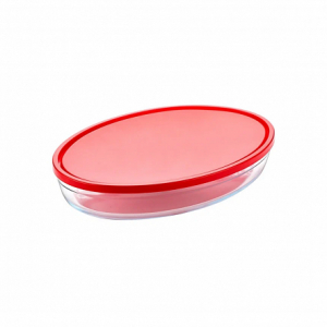 Форма для запекания и выпечки с крышкой COOK&STORE XL 3л 35х24х6см овальная с красной крышкой