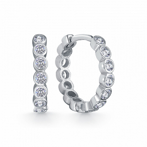 Серьги с фианитом родированные серебро 925*