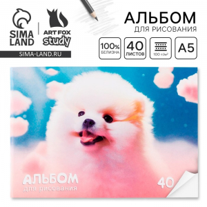 Альбом для рисования 40 листов А5, на скрепке «Пушистик»