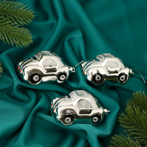 Ёлочные игрушки 3 шт., «Зимнее волшебство, Автолегенда» пластик, 7.5?4 см, серебро