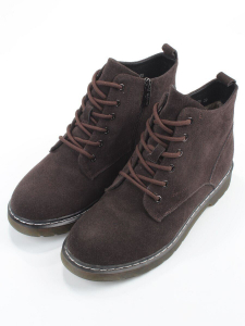 M15-35 BROWN Ботинки зимние женские (натуральная замша, натуральный мех)