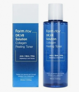 Тонер- пилинг для лица с коллагеном FARMSTAY, 210 ML