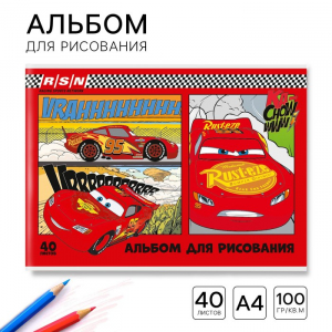 Альбом для рисования А4, 40 листов, на скрепке «Тачки»