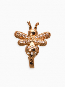 Серьга кафф «Пчела», цвет белый в золоте