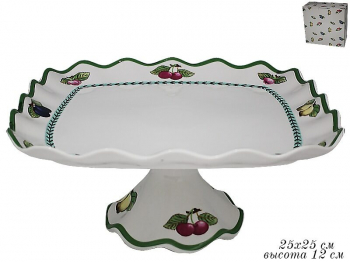 105-823 Фруктовница на ножке 25 см  ФРУКТЫ в под.уп.(х12)