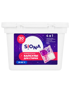 SIONA Универсальные капсулы для стирки 4 в 1, 30 шт.