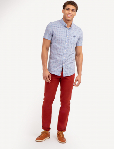 STAR PRINT POPLIN SHORT SLEEVE SHIRT WITH POCKET