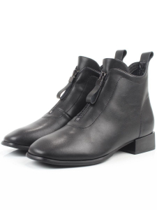 01-M43-16 BLACK Ботинки демисезонные женские (натуральная кожа)