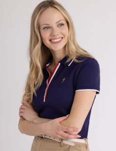 SPLIT NECK AMERICANA TRIM POLO SHIRT