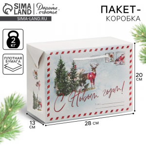 Пакет-коробка подарочный новогодний «С Новым годом», 28?20?13 см