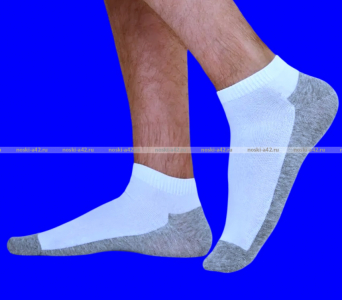 Байвей носки мужские укороченные белые (серая подошва) арт. 1260 (1261)