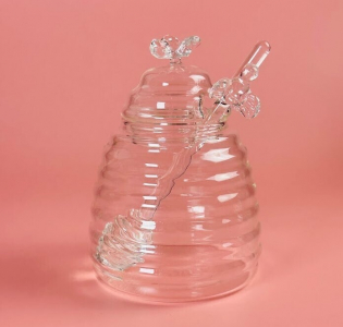 200-136 Банка для мёда 480мл с ложкой в под.уп.(х24)Стекло