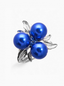 Кольцо для платка «Черничка», цвет синий в серебре