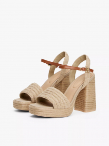 Jute-Trim Block-Heel Platform Sandal