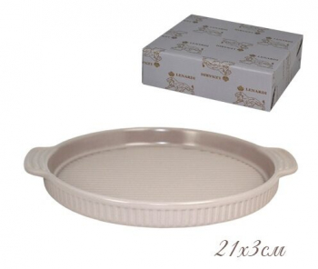 105-867 Форма (блюдо) круглая с ручками для запекания 21х3 см. в под.уп.(х48)