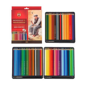 Карандаши цветные акварельные набор 72 цвета Koh-I-Noor Mondeluz 3714 + точилка + кисть 2 шт.