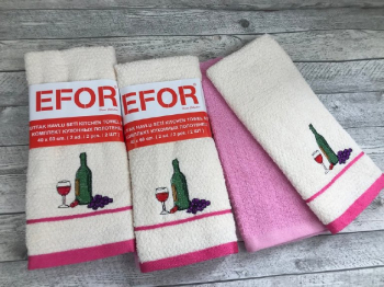 Набор кухонных салфеток EFOR (6шт 40*60) однотон/рисунок вино махра