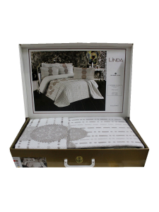 Покрывало EFOR гобеленовое двухстороннее LINDA (240*260) c наволочками кофейный