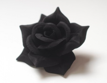 Искусственные цветы, Голова розы бархатная для ветки, венка черный