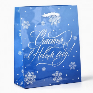 Пакет подарочный новогодний ламинированный «Счастья в Новом году», S 12?15?5.5 см