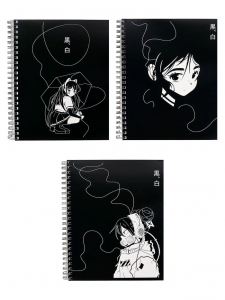 Тетрадь 96 листов в клетку, на гребне «Аниме. Девочка» белые листы, МИКС