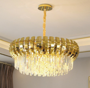 299-259 Люстра диам 80 см, выс. 22 см(х1)Кристаллы, нержавеющая сталь