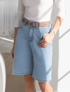 Шорты-бермуды из эластичного денима