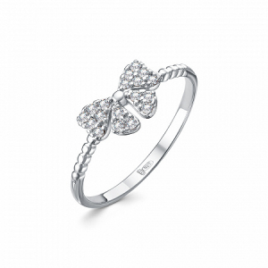 Кольцо с фианитом родированное серебро 925*