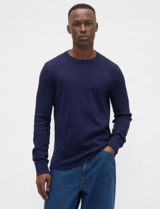 Waffle-Knit Crewneck T-Shirt