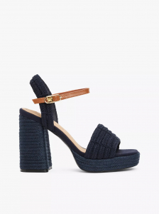 Jute-Trim Block-Heel Platform Sandal