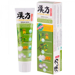 Паста зубная KAMPO ORIENTAL CARE, Бамбук с морской солью и кальцием для минеральной защиты эмали и укрепления десен, MODUM, 100г.