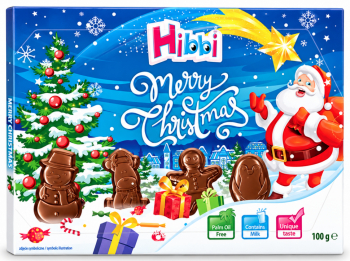 Новогодние шоколадные фигурки Hibbi Merry Christmas из молочного шоколада 100 г