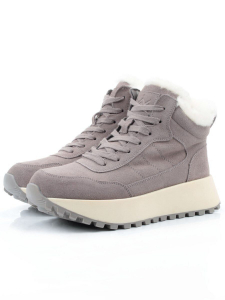 04-PAML08-3Z GRAY Ботинки зимние женские (натуральная замша, 100% шерсть, натуральный мех)