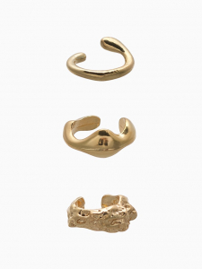 Серьги «Каффы» набор 3 шт., мятый, цвет золото