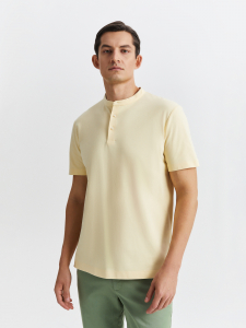 Поло без воротника из хлопкового трикотажа