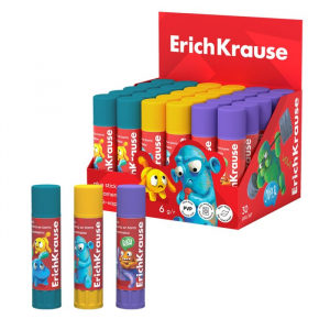 Клей-карандаш 6 г ErichKrause EasyStick Jolly Friends PVP, экономичный расход, микс