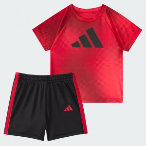 kids'  two-piece short sleeve raglan printed tee and shorts set