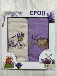 Набор кухонных салфеток EFOR (2шт) (45*65) велосипед лаванда