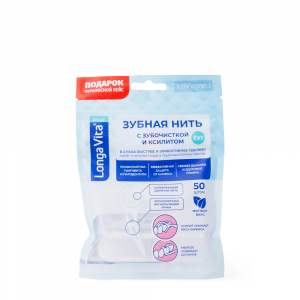 LONGA VITA Нити межзубные для взрослых одноразовые с зубочисткой / Longa Vita