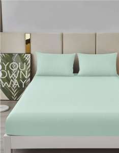 Простыня на резинке Мерцана Страйп-сатин с наволочками 50х70 см MERCSSN08 (Ментол)