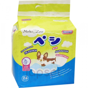 Neki Zoo Пеленки для домашних животных, гигиенические, впитывающие, одноразовые, 60х60 см, 26 шт