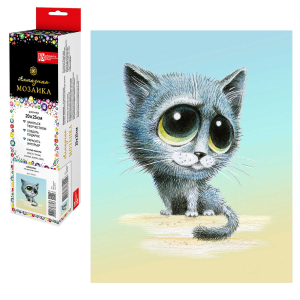 Алмазная мозаика КОТЕНОК, 20*25 см, 18 цветов страз, картонная коробка с европодвесом