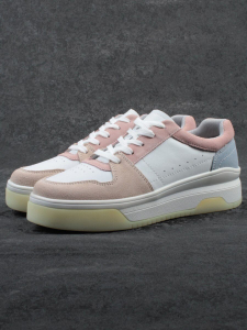 03-YG453-1 WHITE/PINK/BEIGE/LT. BLUE Кроссовки женские (натуральная кожа)