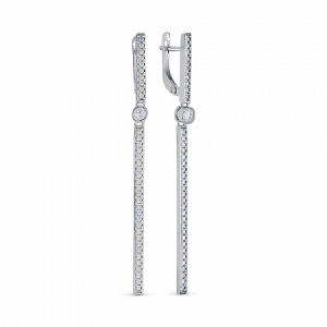 Серьги с фианитом родированные серебро 925*