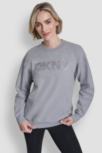 OMBRE RHINESTONE LOGO CREW NECK PULLOVER