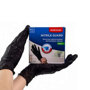 Перчатки NITRILE GUARD одноразовые нитриловые M/L 40шт черные