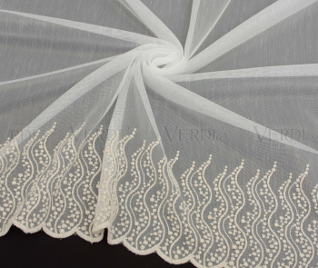 Тюль вышивка на бамбуке 1488 (по низу 15см)